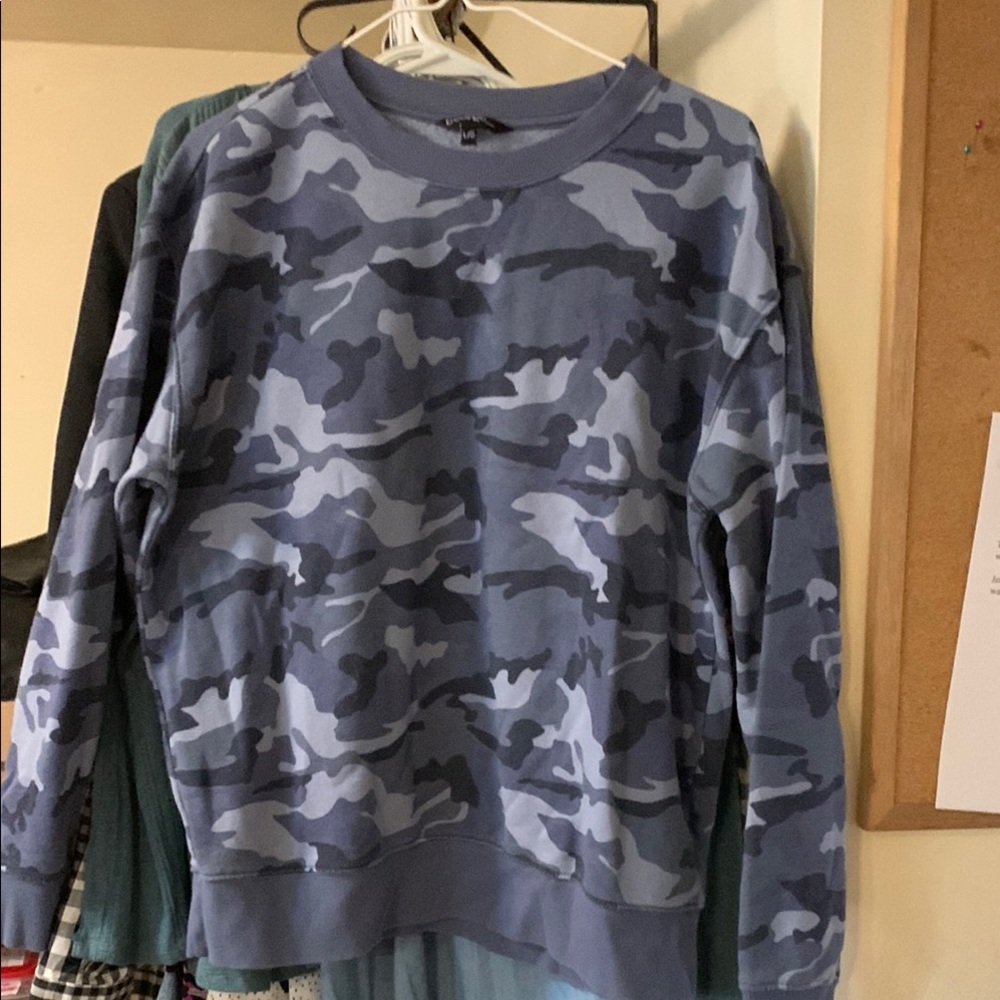 Womens George Blue and Gray Camouflage Sweatshirt Size L